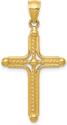 Diamond2Deal 14k Yellow Gold Polished Braided Cross Pendant