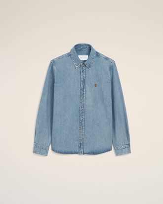 Ami Blue Denim Cotton Ami De Coeur Shirt Blue - XXL - Unisex