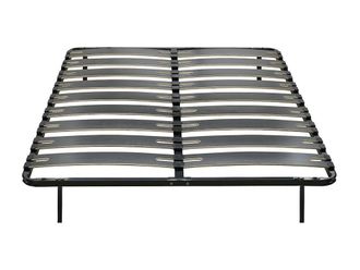 Vente-Unique 140 X 190 Cm Slatted Bed Frame - 2 X 9 Slats - Non-Slip - With Legs in Black | Size: Double