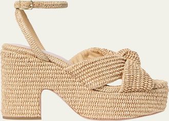 Loeffler Randall Raffia Knotted Chunky Platform Sandals