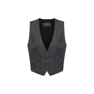Dondup Gilet Gessato - female - Dondup - Waistcoats - Gray - S - Jackets
