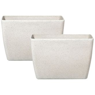 Beliani Conjunto De 2 Macetas Beige Claro 60 X 27 Cm Mezcla De Piedra Flores Baris