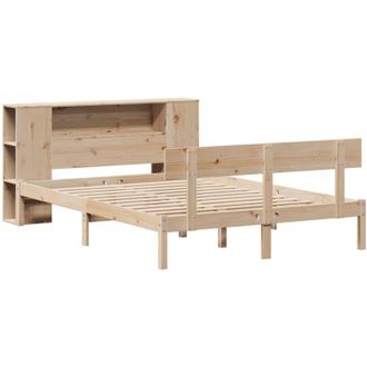 vidaXL Cama Con Estanter&iacute;a Sin Colch&oacute;n Madera Maciza De Pino 160x200cm Vidaxl