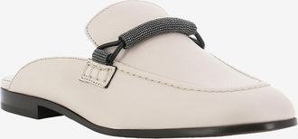 Brunello Cucinelli Flache Pantoletten aus Nappaleder Monili