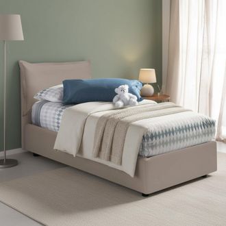 Dmora Dmora - Cama Individual Dgelm, Cama Contenedor Con Tapizado En Ecopiel, 100% Made In Italy, Apertura Lateral, Adecuado Para Colch&oacute;n 80x190 Cm, T&oacute;rtola