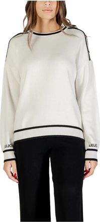 Liu Jo Chiusa Sweater met Ritsdetail - Dames - Ronde hals truien - Wit - S - Truien & Vesten