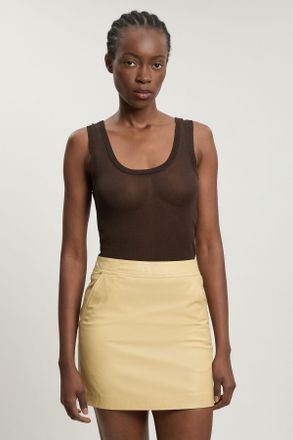 Karen Millen Womens Forever Leather Mini Skirt - Yellow - Size 14 UK
