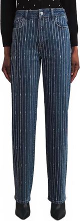 Paige Embellished Stevie High Rise Straight Jeans In Millennium Striped