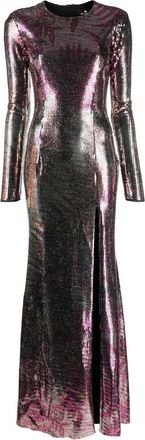 Etro metallic floor-length dress - women - Silk/Polyamide/Polyester/Spandex/Elastane - 36 - Pink