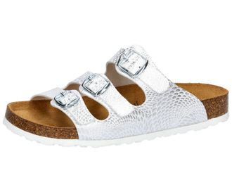 Lico Pantolette LICO Pantolette Bioline Snake, Damen, Gr. 37, silber (silberfarben), Synthetik, Schuhe Pantolette