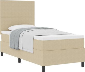 vidaXL Box Spring Bed Manual Light Grey and White 203 x 80 x 128 cm vidaXL