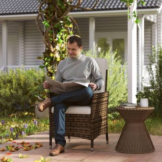 OUTSUNNY Rattan Garden Recliner Chair with Adjustable Backrest in Cream | Size: Armchair