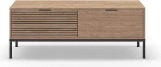 Calicosy Mueble de TV 2 cajones y patas de metal L120 cm - Efecto Madera clara