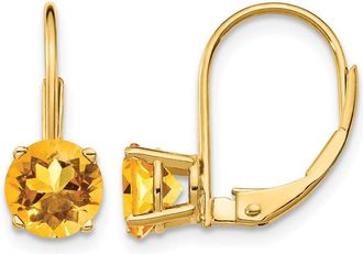 Diamond2Deal 14k Yellow Gold 6mm Citrine Drop Dangle Earrings