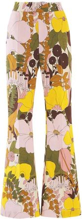 La DoubleJ Big Flower Bootcut Broek - Dames - Wijde Broeken - Veelkleurig - XS - Katoen - Broeken