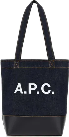A.P.C. Navy Blue Logo Medium Tote