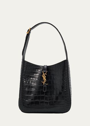 Saint Laurent Le 5 &Agrave; 7 Logo Croc-Embossed Leather Bucket Bag