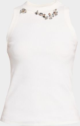 Area Distressed Crystal Tank Top