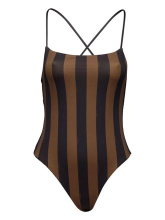 Fendi Omkeerbaar badpak met logoprint - Bruin