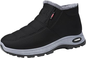 Generic Winter Warm Sheepskin-lined Waterproof Non Slip Orthopedic Shoes Lightweight Thermal Soft Walking Booties Womens Winter Snow Boots (Black,11.5)