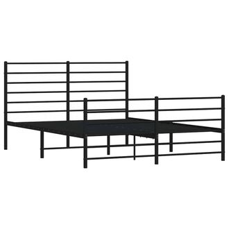 Berkfield Home Metal Bed Frame with Headboard & Footboard Black 140x190 cm