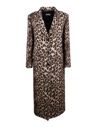 Alberto Biani Leopard Print Long Coat With Tailored Silhouette