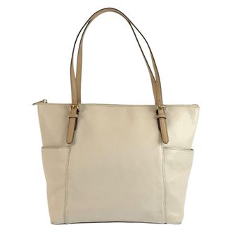 Michael Kors Beige Leather Shoulder Bag Tote Bag (Pre-Owned)
