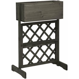 vidaXL Vidaxl - Jardinera Enrejada De Jard&iacute;n Madera De Abeto Gris 45x30x74 Cm
