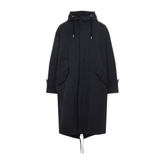 Ami Mens Padded Parka Jacket - Black Nylon - Size Large