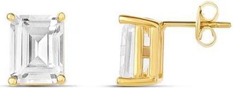 SHYMI Emerald Cut Prong Set Stud Earrings in Gold at Nordstrom