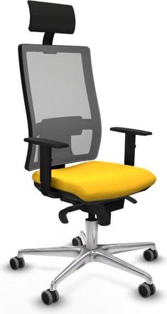 Piqueras y Crespo Piqueras Y Crespo - Horna sincro malla gris similpiel amarillo brazos 1D base aluminio cabecero fijo ruedas 65mm engomadas