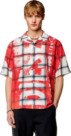 Diesel Check bowling shirt with fading logo - Shirts - Man - Multicolor