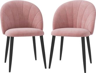 HOMCOM Set 2 Sedie Imbottite da Salotto in Stile Nordico in Velluto Rosa - Homcom