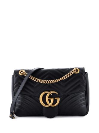 Gucci GG Marmont Flap Bag Matelasse Leather Medium shoulder bag - women - Calf Leather - One Size - Black