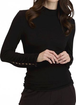Xcvi Ainsley Button Accent Sleeve Turtleneck Top In Black