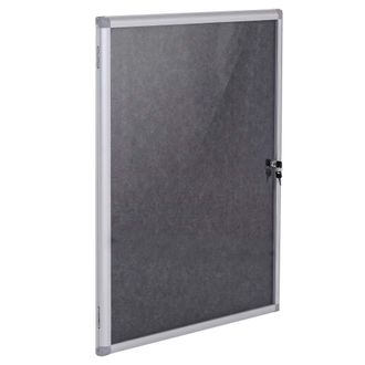 Hhg [nunca Usado] Vitrina Hhg-959, Pizarra De Corcho Con Superficie De Fieltro, Aluminio Con Cerradura, Accesorios Incluidos, 95 X 68 X 7 Cm, Negro