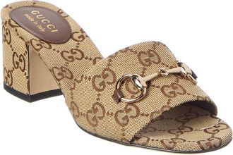 Gucci Horsebit Gg Canvas Sandal