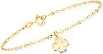 Ross-Simons Italian 14kt Yellow Gold 4-Leaf Clover Charm Bracelet