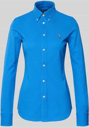 Polo Ralph Lauren Hemdbluse mit Label-Stitching in Royal, Gr&ouml;&szlig;e XL