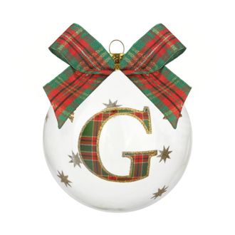 KASANOVA Pallina Natale con lettera G 10 cm tartan