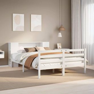 Berkfield Home Bookcase Bed without Mattress White 135x190 cm Double Solid Wood Pine