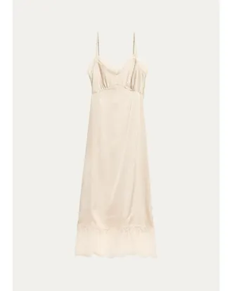 Simone Rocha Lace Trim Satin Midi Slip Dress