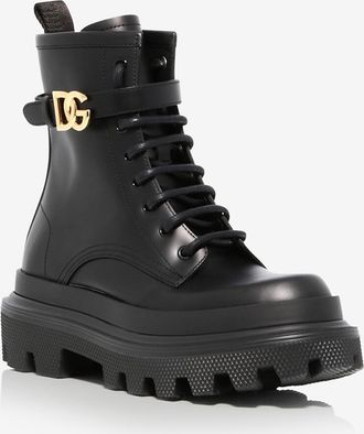 Dolce & Gabbana Glattleder-Schn&uuml;rstiefeletten D Snk Trek Solid 40