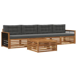 vidaXL Conjunto De Sof&aacute;s De Exterior 5 Pcs Natural Y Antracita Vidaxl