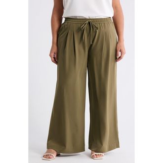 Lyss&eacute; Mae Pleated Drawstring Pants in Olive Leaf at Nordstrom, Size 2 X