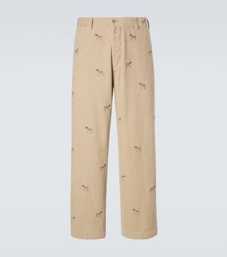 Polo Ralph Lauren Embroidered cotton corduroy straight pants