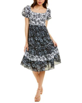 Celina Moon Smocked Midi Dress