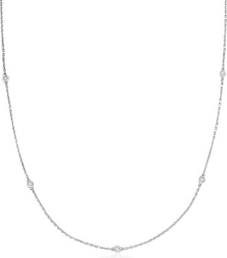 Ross-Simons Bezel-Set Diamond Station Necklace in Sterling Silver