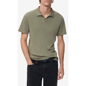 Mango Slim Fit Johnny Collar Piqu&eacute; Polo in Dark Green at Nordstrom, Size X-Small