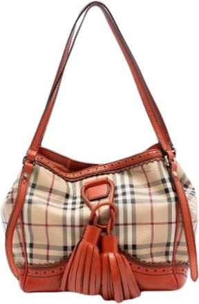 Burberry Pre-owned Shoulder Bags, female, Beige, Size: ONE SIZE Pre-owned Vintage Canvas Tote